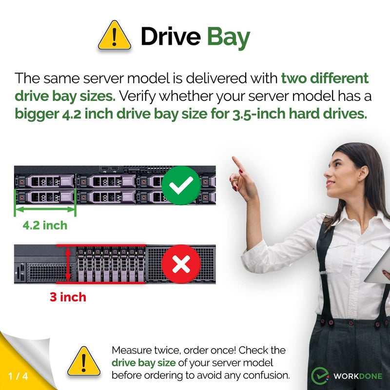 WORKDONE 4-Pack - 3.5 inch Hard Drive Caddy - Compatible for Dell PowerEdge Selected 11-13th Gen. Servers - with Detailed Installation Manual - Sled Front Sticker Labels - Screwdriver - Image 2